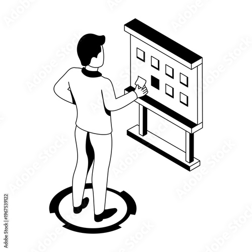 An isometric style illustration showing a kanban board