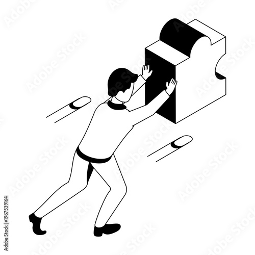 An isometric style illustration showing problem solving