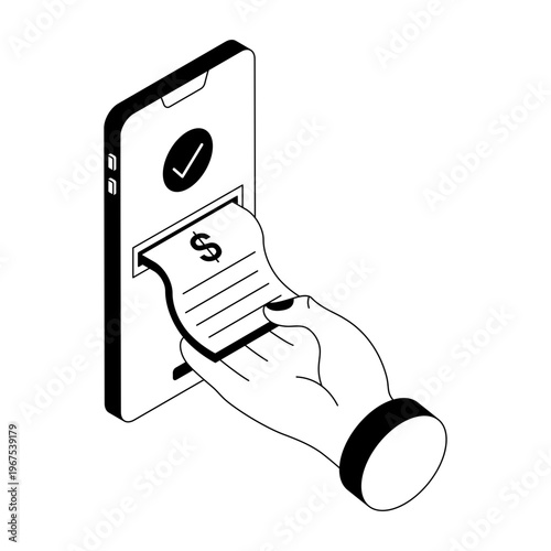 An isometric style illustration showing online withdrawal