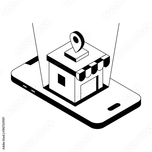 An isometric style illustration showing a marketplace