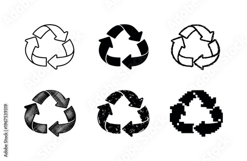 Circular recycling loop made of three bent arrows, symbolizing environmental responsibility and waste reduction | Create ONE
