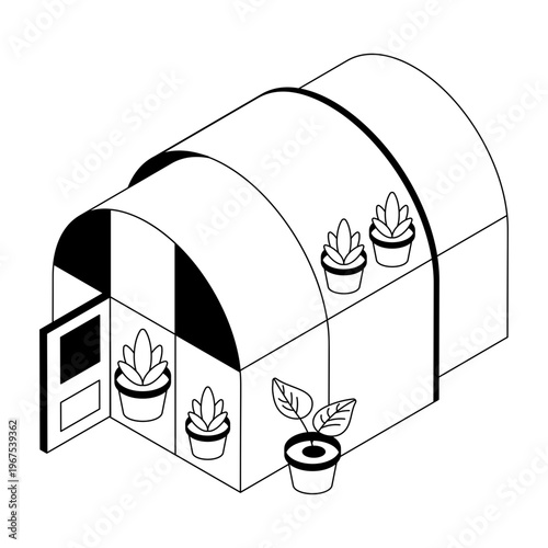 Isometric style illustration showing a smart greenhouse