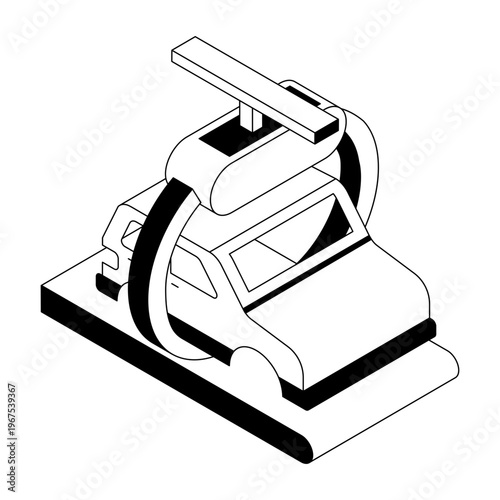 An isometric style illustration showing automotive industry 