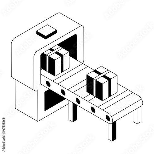 Isometric style illustration showing automated manufacturing