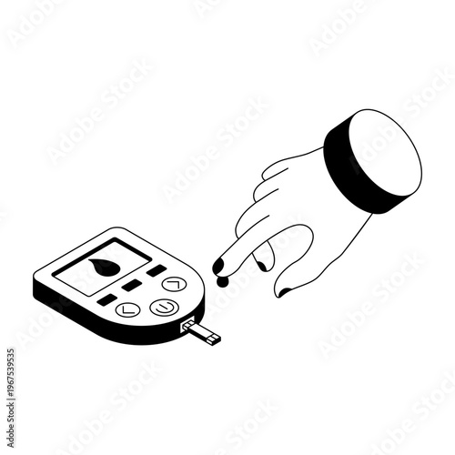 illustration depicting a glucose meter in isometric style