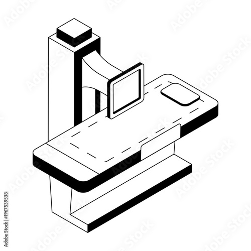 illustration depicting xray bed in isometric style