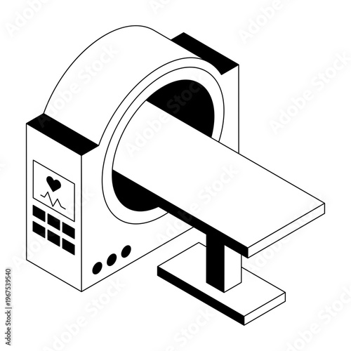 An isometric style illustration showing a mri machine