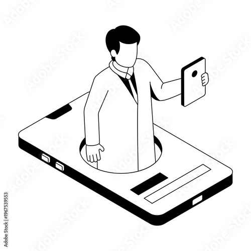 An isometric style illustration showing a virtual consultation