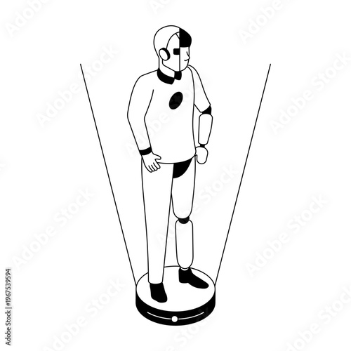An isometric style illustration showing a humanoid robot