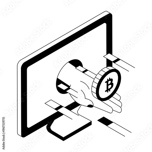 illustration depicting a virtual money in isometric style