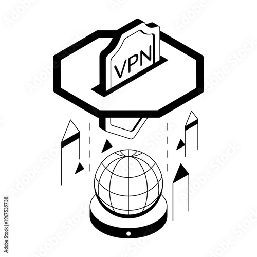 An isometric style illustration showing a vpn