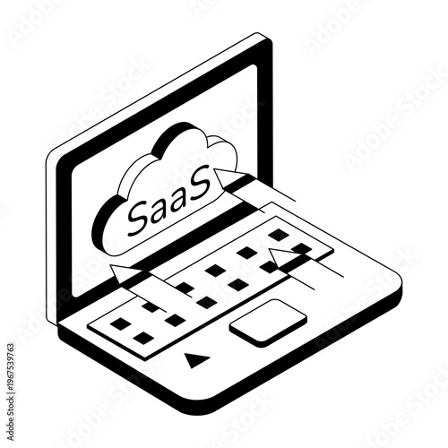 An isometric style illustration showing a saas server
