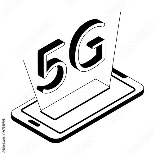 An isometric style illustration showing a 5g network