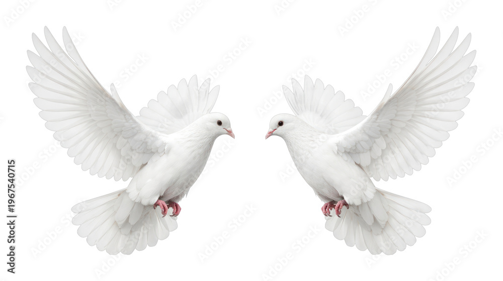 Fototapeta premium PNG Two doves facing each other.