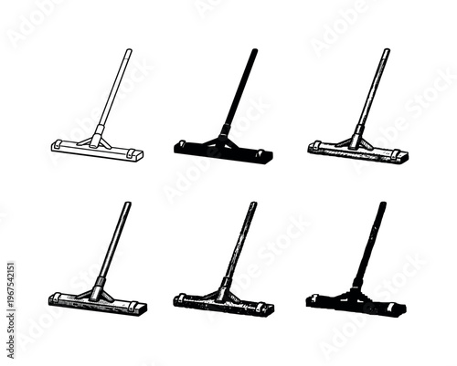 Industrial push mop with wide head and sturdy handle, created for cleaning large commercial floors | Create ONE image containing