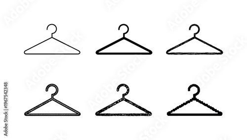 Minimal coat hanger with simple triangular frame and hook, intended for hanging clothes efficiently | Create ONE image containing