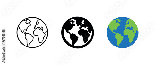 Globes of Responsibility. Environmental responsibility concept depicted through identical globe icons aligned horizontally, same