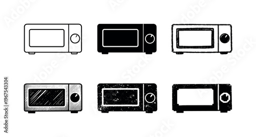 Compact microwave unit with simple control dial and front window, intended for small kitchens and offices | Create ONE image