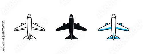Air travel experience concept depicted by identical passenger airplanes aligned horizontally, same fuselage wings and tail