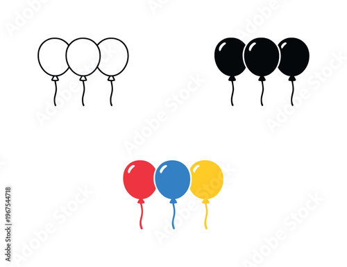 Identical Floating Balloons. Joyful innocence portrayed through identical balloons floating side by side with matching round