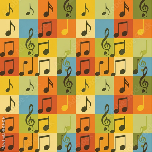 Colorful Musical Notes Pattern Design Element.