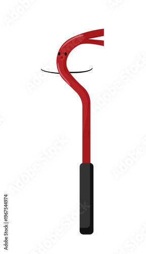 Cartoon vector illustration of a crowbar with a smiling face. Hand tool character isolated on white background for construction and demolition design.