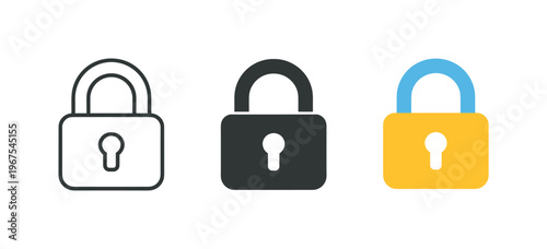 Information security concept illustrated by identical padlock icons aligned horizontally, same shackle curves and body