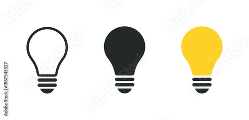 Creative thinking represented by identical light bulbs aligned horizontally, same glass shape and base proportions evenly spaced