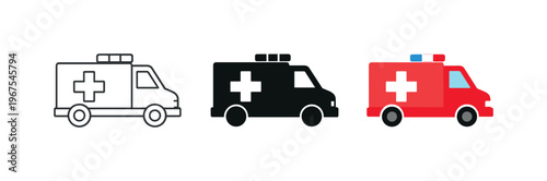 Critical readiness concept visualized by identical ambulances positioned side by side, same vehicle body and light bar