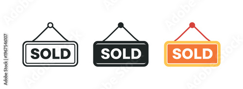 Successful acquisition shown as identical sold placards displayed horizontally, same sign shapes and hanging proportions evenly