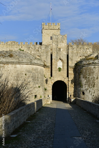Gate D'Amboise, Rhodes town, Rhodes island, Greece. One of the entrance to the Old Rhodes town in Spring.