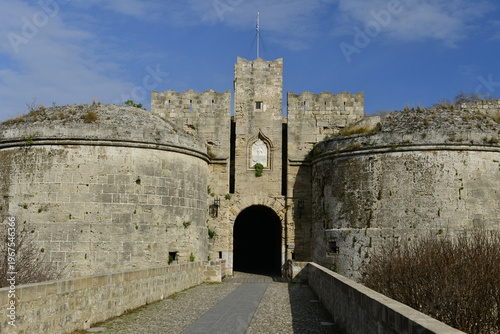 Gate D'Amboise, Rhodes town, Rhodes island, Greece. One of the entrance to the Old Rhodes town in Spring.