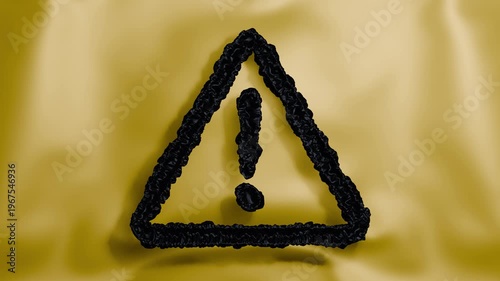 3D deflating warning sign silky ripple fluid background 
