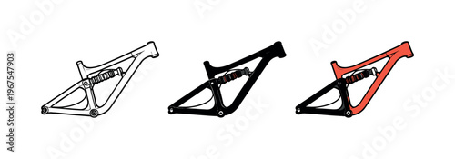 Conquered terrain outcome represented using equivalent suspension frames displayed horizontally, same tube layout and shock