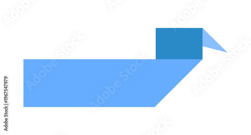 Flat vector illustration of an empty origami style banner. Design element for promotions, sales announcements and product labels isolated on white background.