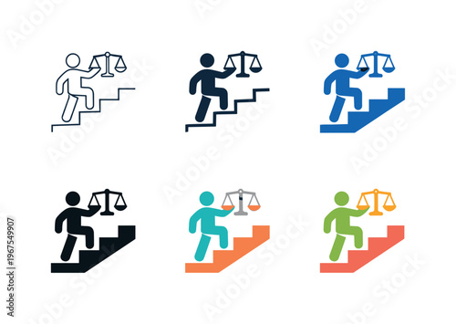 Icons of Growth. Visual metaphor for personal advancement and habit building, built around a steady ascent form paired with