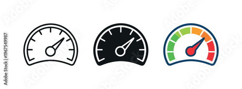 Tracking efficiency involves speedometer gauge symbols positioned side by side in a straight horizontal arrangement, same dial