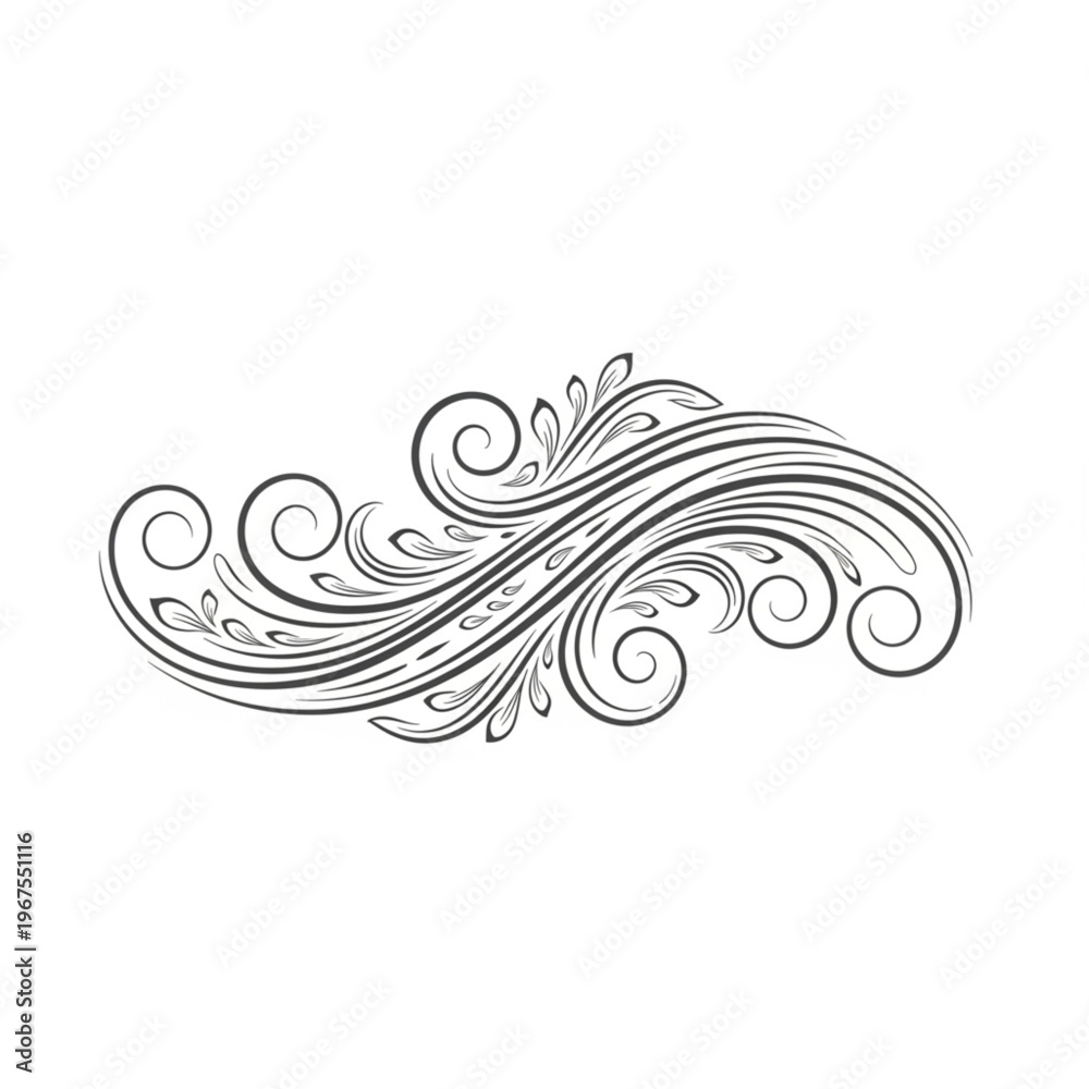 Fototapeta premium Elegant Black Swirling Floral Design Element.