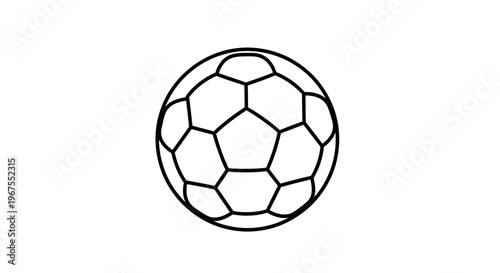 Simple outline drawing of a classic soccer ball or football, black and white line art vector graphic for sports design.