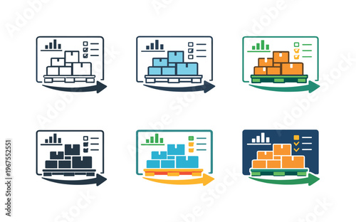 Visual metaphor for supply chain storage governance depicted as layered pallets combined with a digital dashboard frame and a