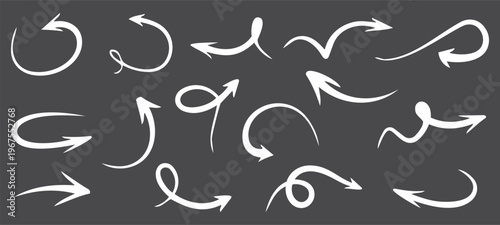 Versatile Arrow Set: A collection of various arrows, each artfully designed to indicate direction, adding a dynamic touch to any design or concept. Transparent PNG available