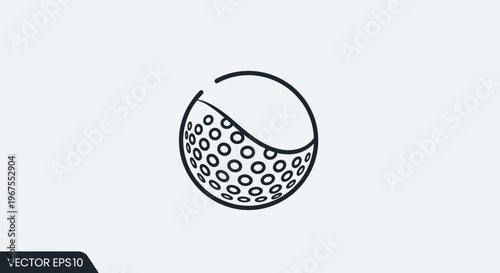 Golf ball vector icon. Simple line art design for sport, game, recreation, golf course, logo, app, web. Black and white graphic.