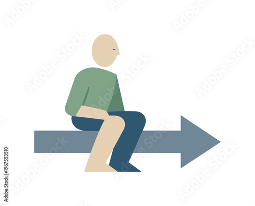 Human subtly aligning posture with the chosen direction, integrating clarity internally. Stylized editorial character