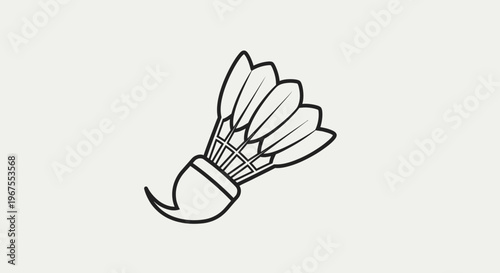 Simple black line art illustration of a badminton shuttlecock, perfect vector icon for sports and games equipment.