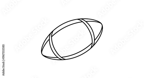 Black and white outline icon of an oval sports ball, suitable for rugby or football game concepts and competition design.