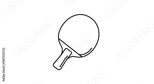 Simple black outline vector icon of a table tennis paddle, also known as a ping pong bat, for sports, games, and recreation design.