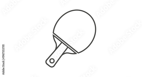 Line art table tennis paddle icon. Outline vector illustration of a ping pong racket for sports, games, and recreation design.