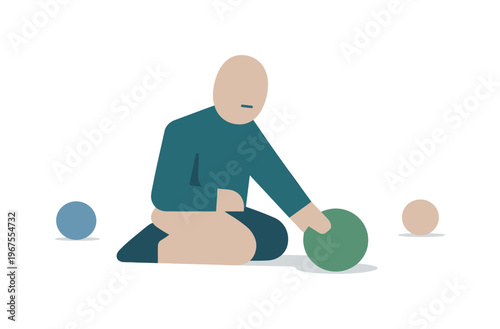 Individual drawing one contextual marker closer while others remain peripheral, starting selective awareness. Stylized editorial