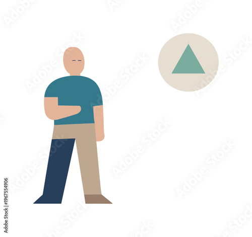 Individual making a subtle shift in stance while the symbol remains unchanged, showing understanding evolving internally.