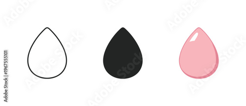 Application routine unfolds through matching makeup sponges positioned side by side, identical teardrop silhouettes and smooth